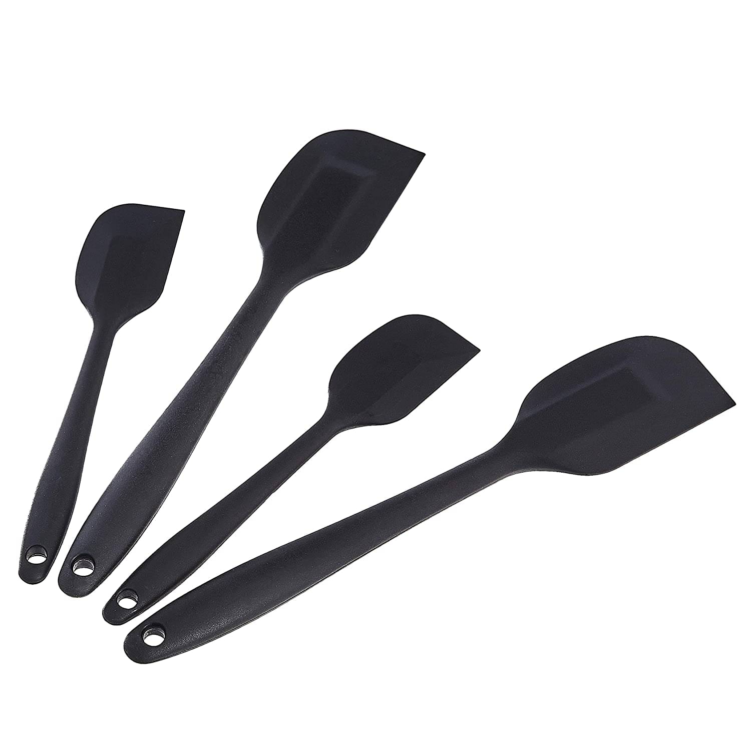     			Baskety Black Silicone Small and Large Mixing Spatula Set ( Pack of 4 )