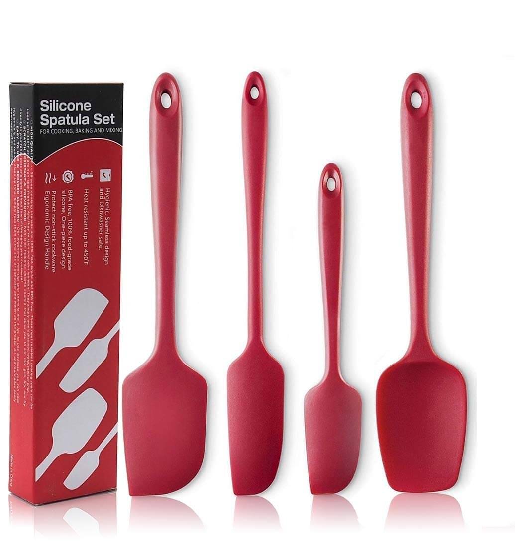     			Baskety Red Silicone Cooking Spoon With Mixing Spatula Set ( Pack of 4 )