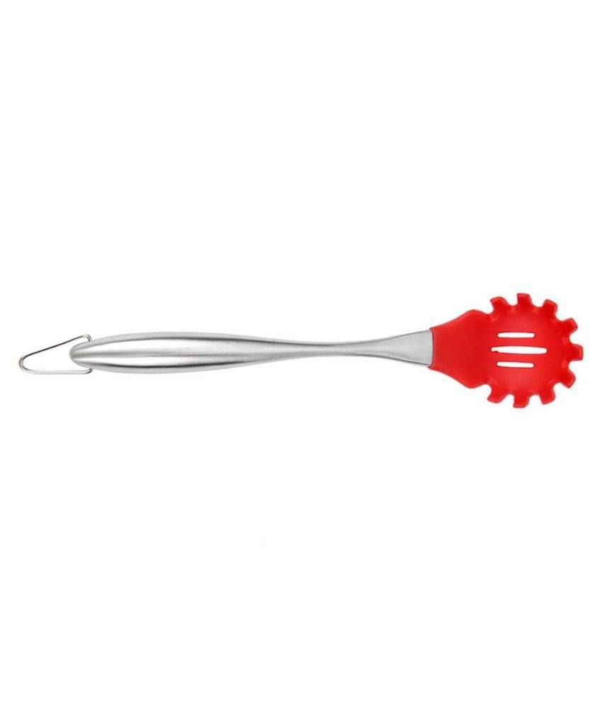     			Baskety Silicone with Stainless Steel Handle Pasta Server Spatula ( Pack of 1, Red )