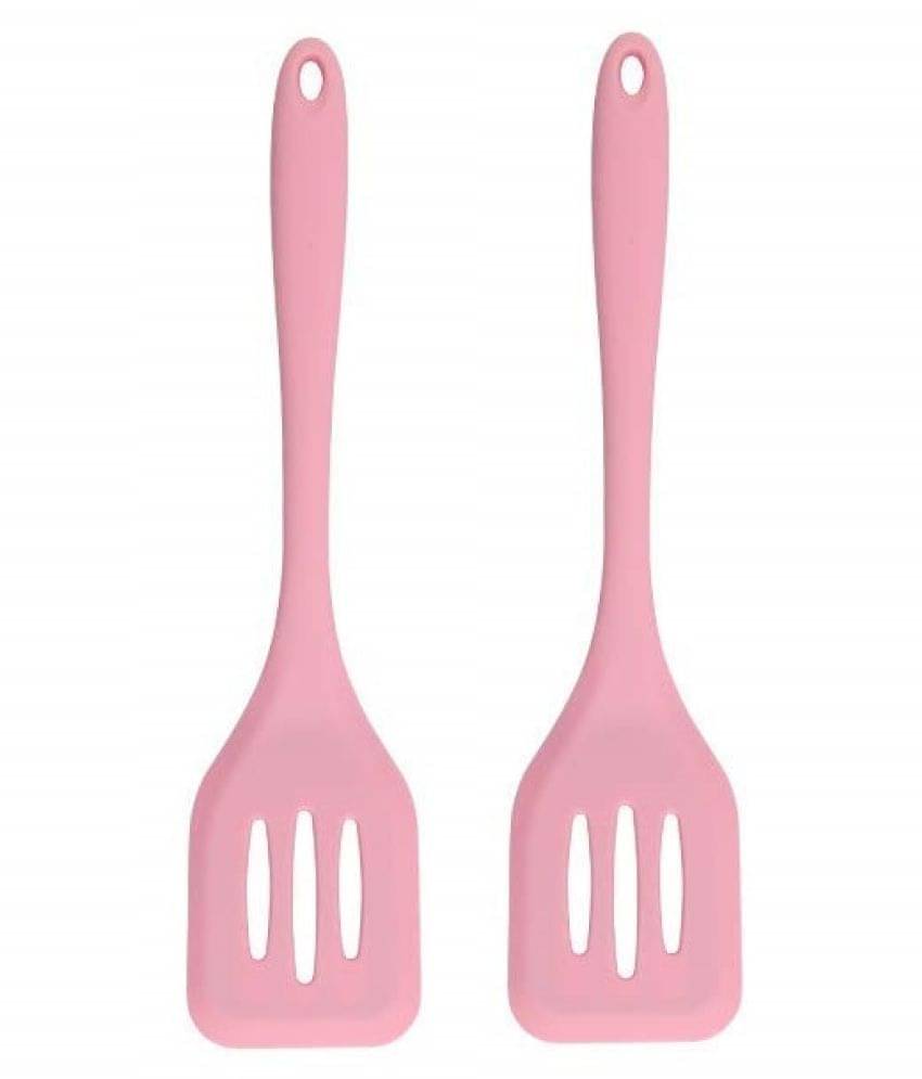 Baskety Silicone Slotted Spatula For Kitchen Set Cooking Heat Resistant ( Pack of 2,Pink ) Baskety Silicone Slotted Spatula For Kitchen Set Cooking Heat Resistant ( Pack of 2,Pink )