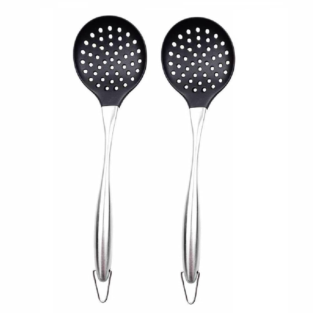 Baskety Silicone with Stainless Steel Handle Slotted Flexible Kitchen Set Spatula ( Pack of 2 , Black) Baskety Silicone with Stainless Steel Handle Slotted Flexible Kitchen Set Spatula ( Pack of 2 , Black)