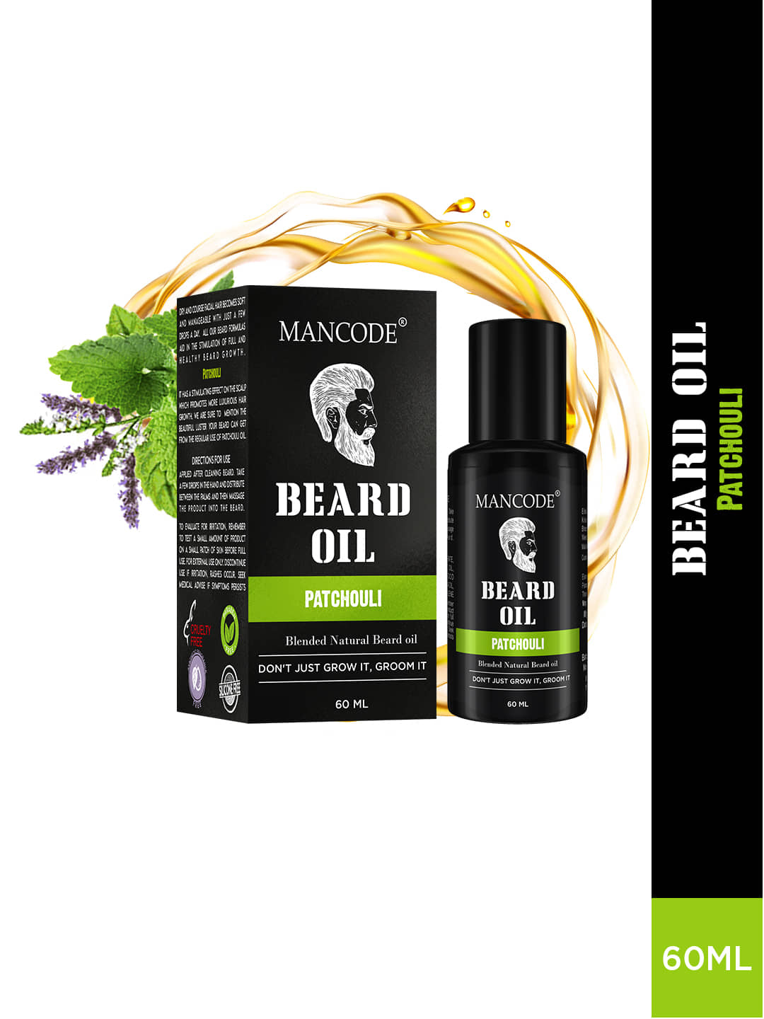 Mancode Patchouli Beard Oil 60 ml - Beard Care and Tools | Buy online on ZillyBuy