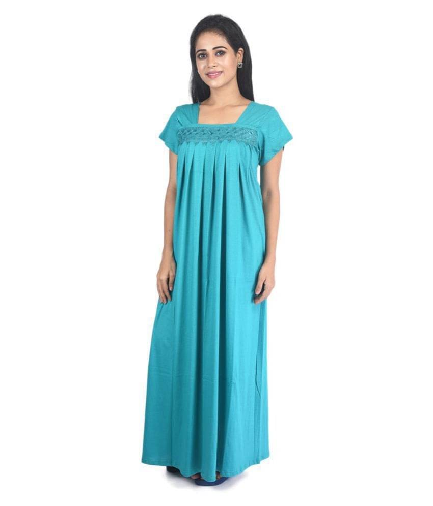 PIYALI'S CREATION WOMEN'S Hosiery Nighty & Night Gowns - Blue PIYALI'S CREATION WOMEN'S Hosiery Nighty & Night Gowns - Blue