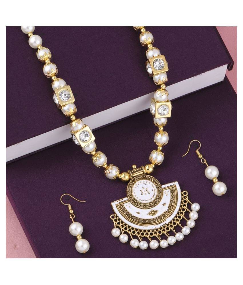     			SILVER SHINE Elegant Traditional Necklace Set Multi colour Pear Set For women Girls