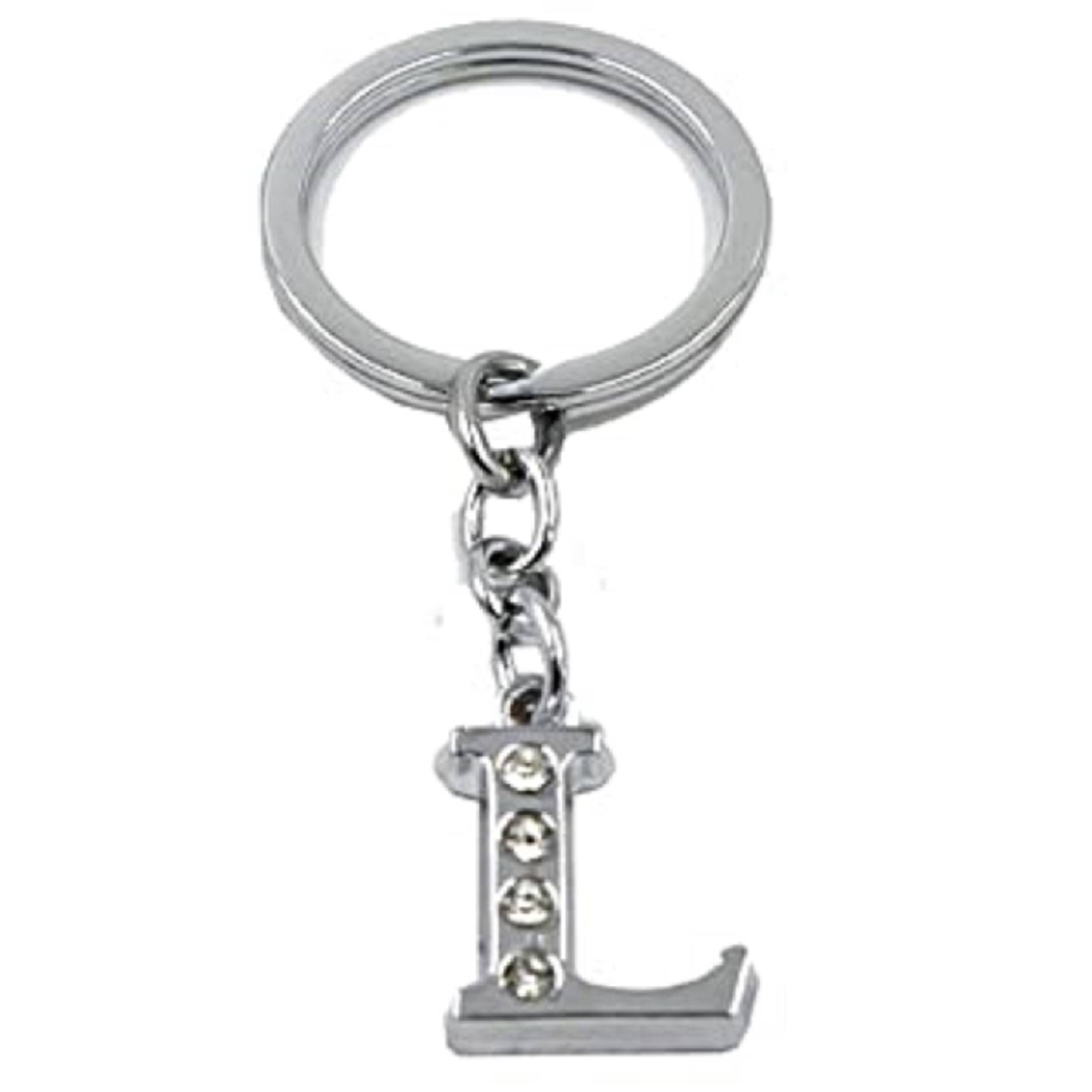     			Americ Style Alphabet L Chrome Metal Finish Keyring Key Chain  (Silver)