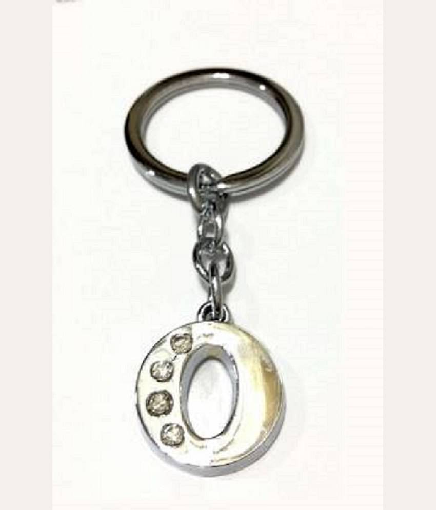 Americ Style Alphabet O Chrome Metal Finish Keyring Key Chain (Silver)