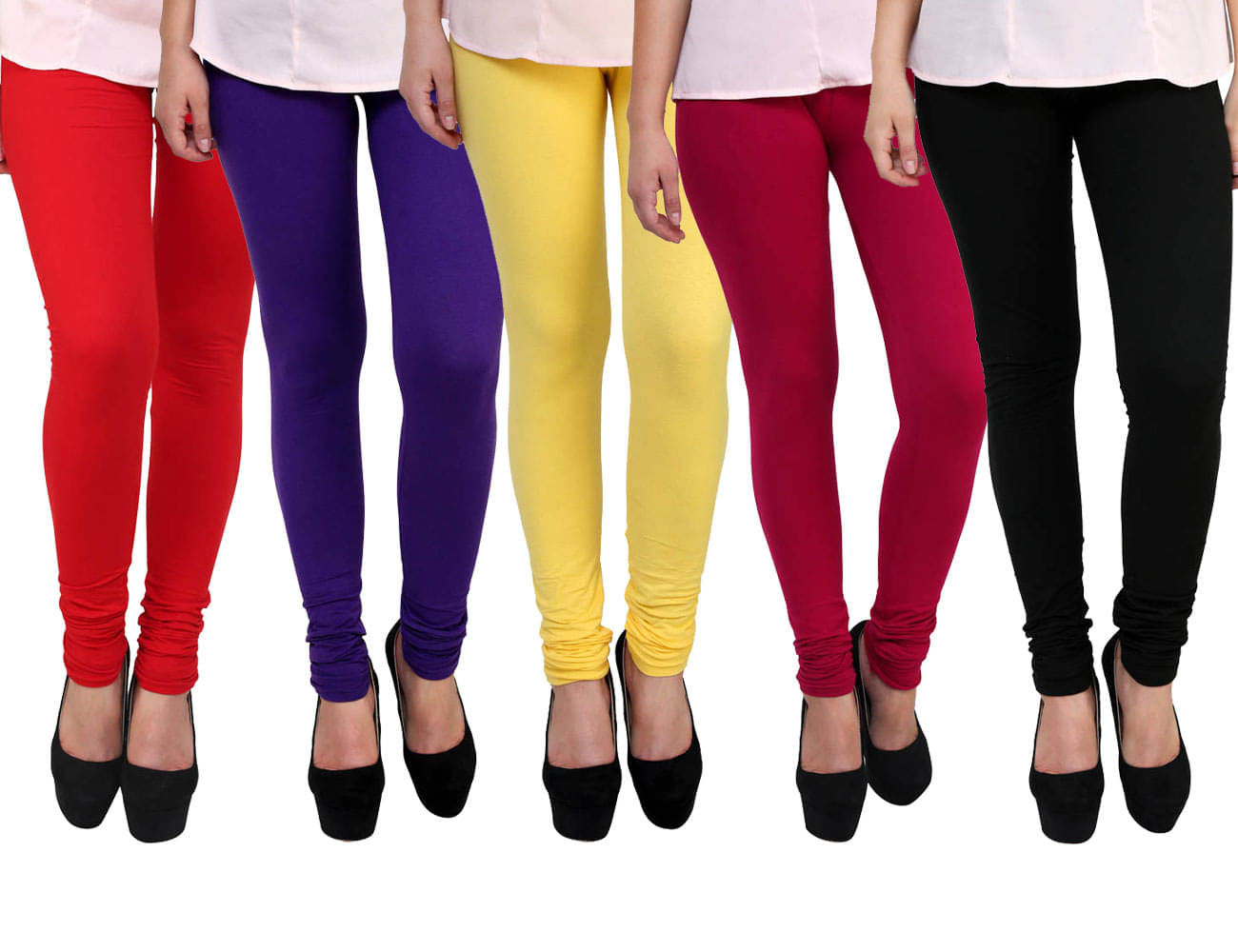     			FnMe - Red Cotton Women's Leggings ( Pack of 5 )