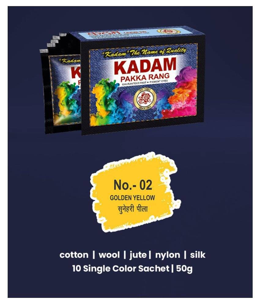     			KADAM Fabric Dye Colour, Shade 02 Golden Yellow, Pack of 10 Single Color Pouches