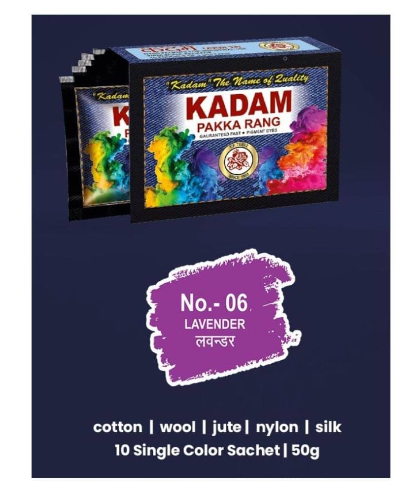     			KADAM Fabric Dye Colour, Shade 06 Lavender, Pack of 10 Single Color Pouches
