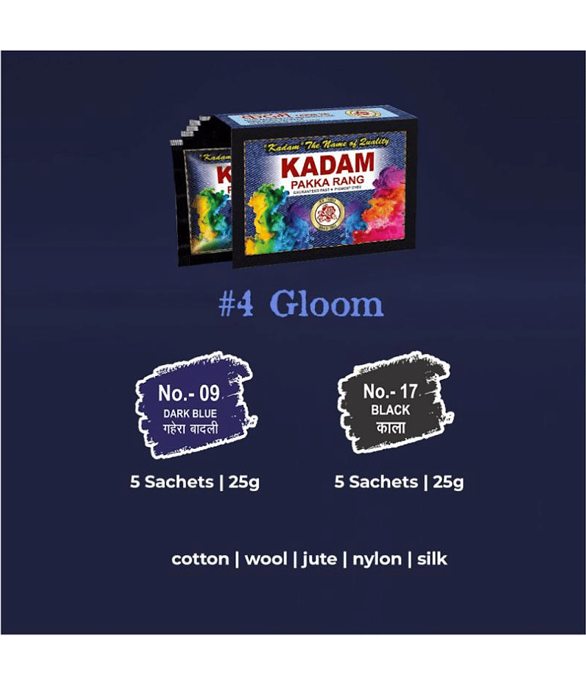 Kadam Fabric Dye Colour, Gloom, 2 Shades Multicolor Pack (5 Pouches Each) - Stationery | Buy online on ZillyBuy