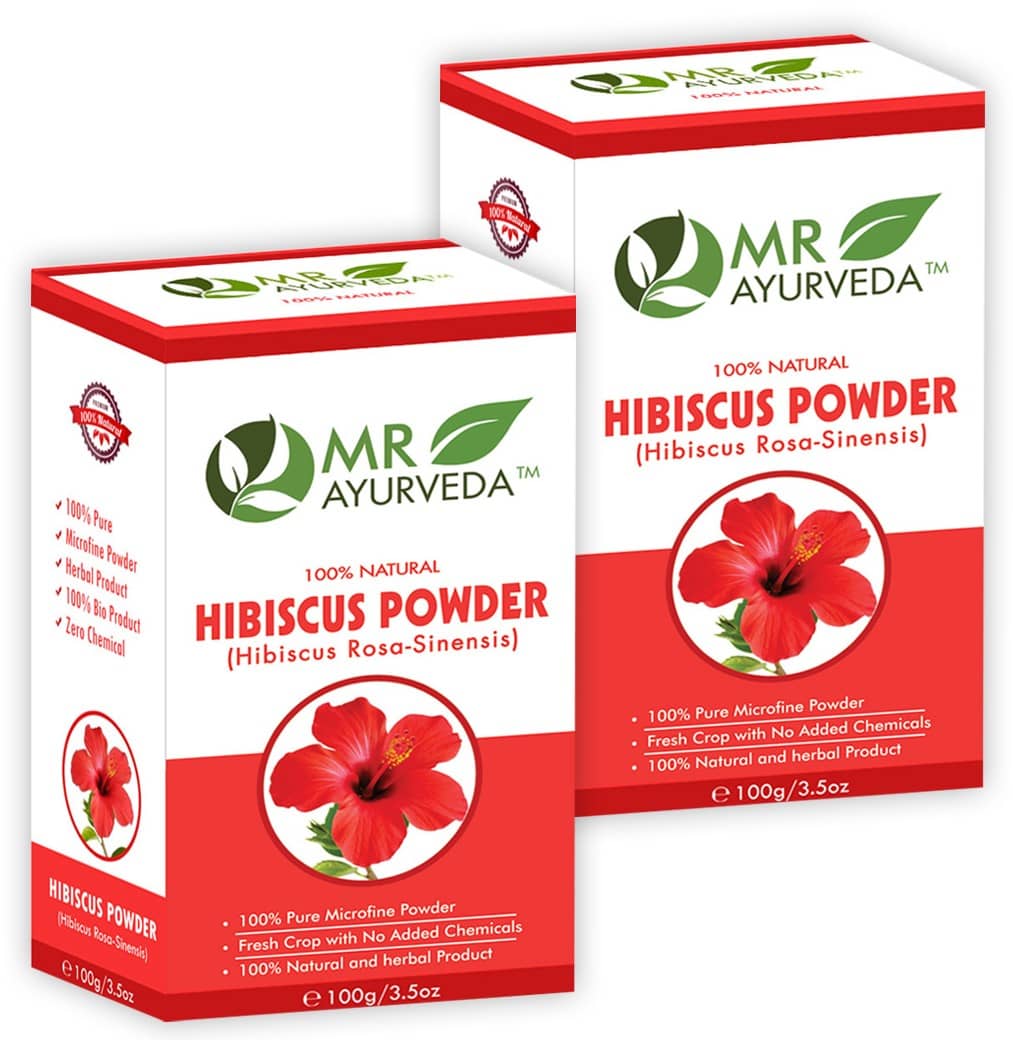 MR Ayurveda 100% Herbal Hibiscus Powder Hair Scalp Treatment 200 g Pack of 2