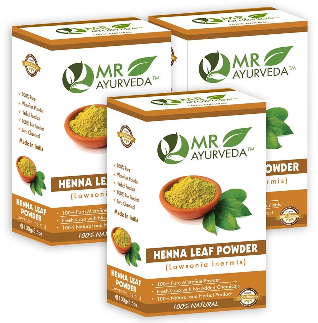 MR Ayurveda Henna Powder, Hair Color Ammonia Free Henna 300 g Pack of 3