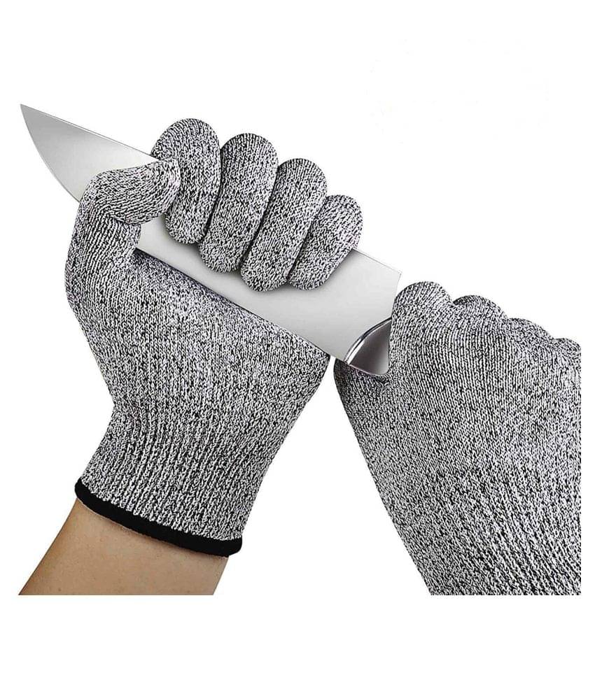 ORCA Cut Resistant Gloves 1 Pair, High Performance Level 5 Protection, Food Grade Kitchen Glove for Hand Safety While Cutting, Cooking, Doing Yard Work (Free Size)     			ORCA Cut Resistant Gloves 1 Pair, High Performance Level 5 Protection, Food Grade Kitchen Glove for Hand Safety While Cutting, Cooking, Doing Yard Work (Free Size)