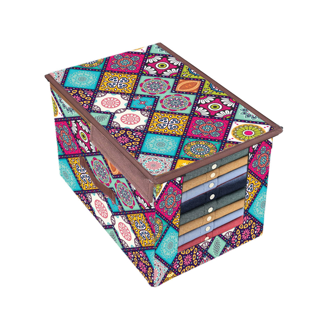     			PrettyKrafts Premium Shirt Stacker Closet Storage Organizer Box with Clear Window, Attached Lid and Handle, (Single), Multi Checks