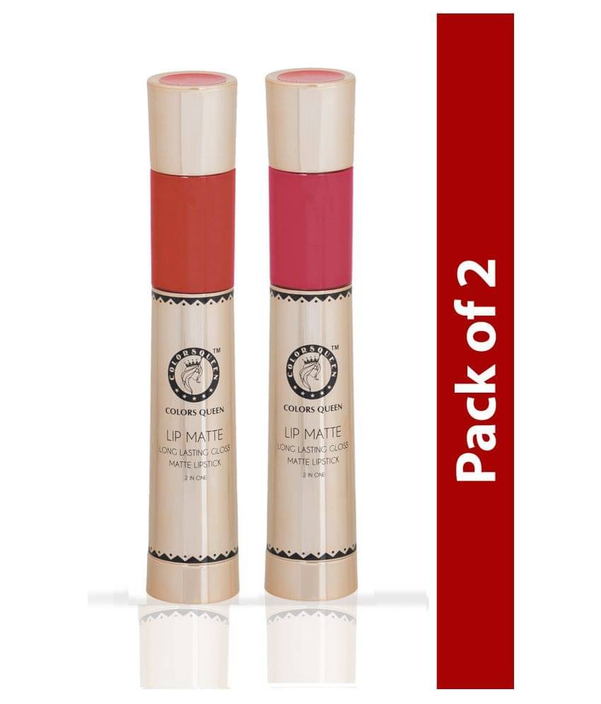 COLORS QUEEN 2 In 1 Matte Lip Gloss and Lipstick Love Peach & Peach Orange (Combo of 2)     			COLORS QUEEN 2 In 1 Matte Lip Gloss and Lipstick Love Peach & Peach Orange (Combo of 2)