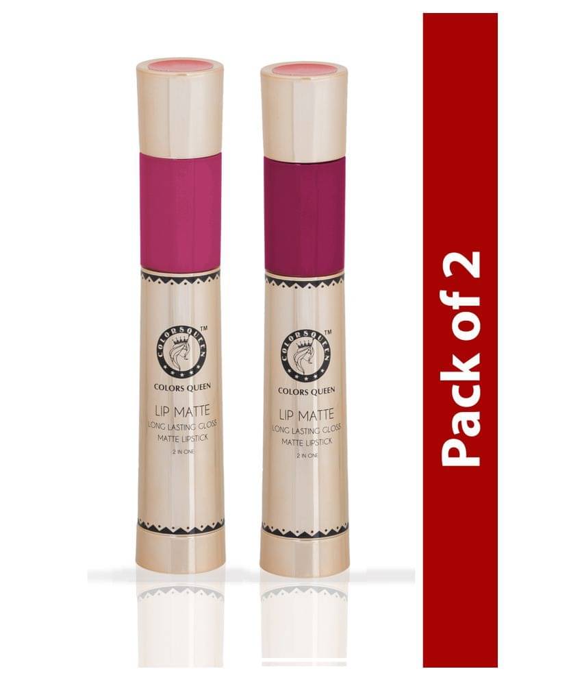 COLORS QUEEN 2 In 1 Matte Lip Gloss and Lipstick Cherry & Glam (Combo of 2)     			COLORS QUEEN 2 In 1 Matte Lip Gloss and Lipstick Cherry & Glam (Combo of 2)