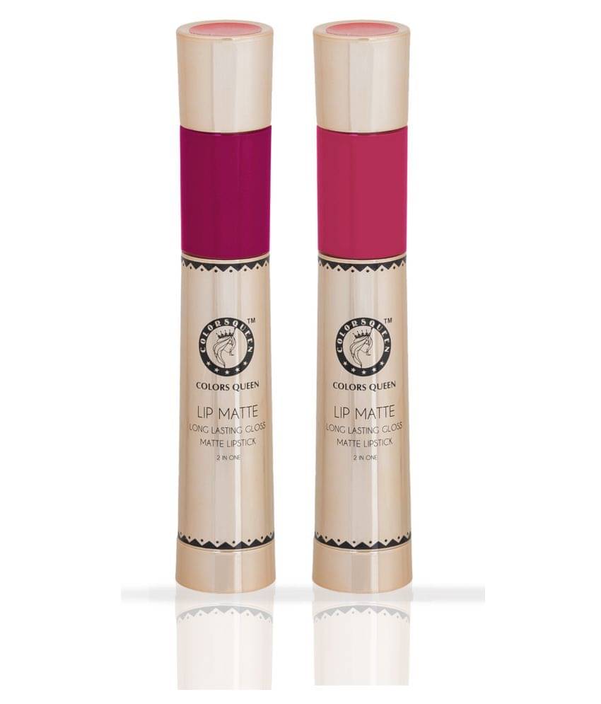     			COLORS QUEEN 2 In 1 Matte Lip Gloss and Lipstick Indian Maroon & Pink (Combo of 2)