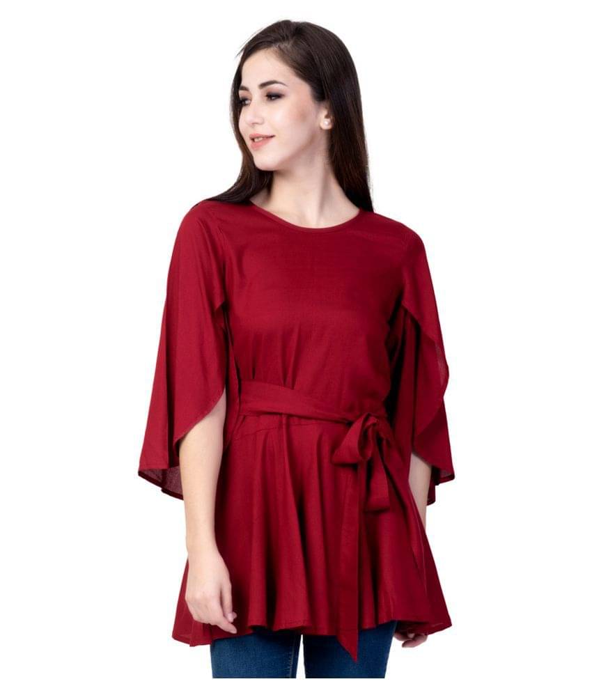 GOD BLESS Women's Rayon Regular Top ( Maroon ) GOD BLESS Women's Rayon Regular Top ( Maroon )