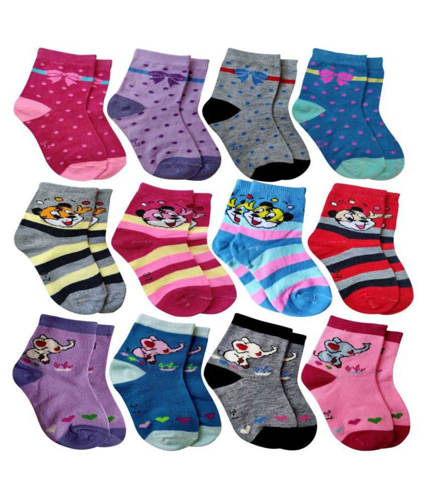 HF LUMEN Baby Boy/Girl Cotton Sock Pack of 12 Pairs (Random Colors & Design Will be sent) - Socks | Buy online on ZillyBuy