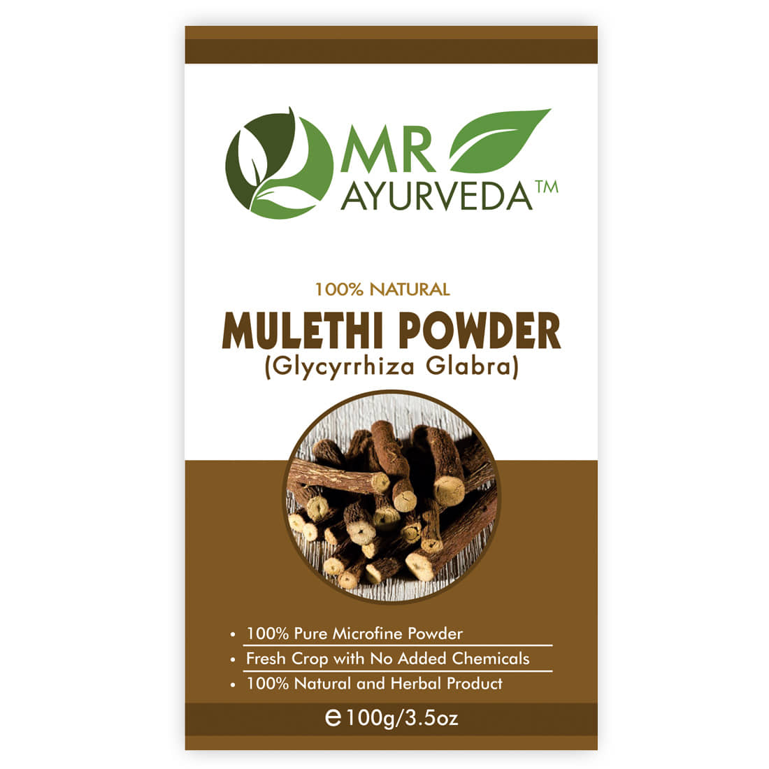 MR Ayurveda Organic Licorice Powder (Mulethi Powder) Face Pack Masks 100 gm