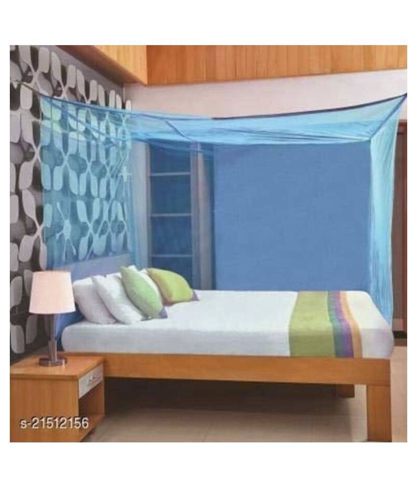     			NISSI Double Blue Plain Mosquito Net, Machardani