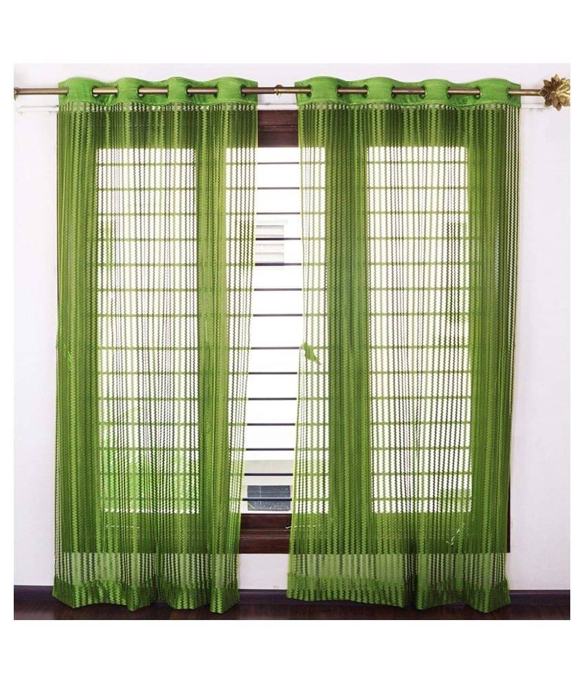 WI INTERNA TIONAL Set of 2 Door Transparent Eyelet Net Curtains Light Green WI INTERNA TIONAL Set of 2 Door Transparent Eyelet Net Curtains Light Green