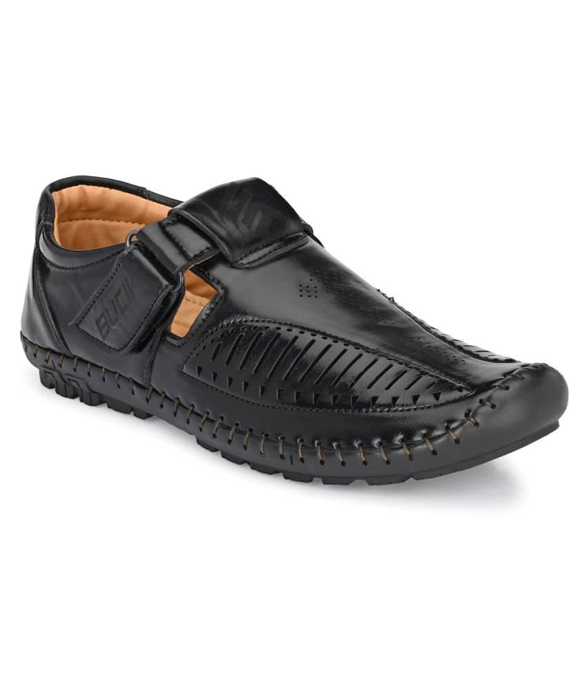 Bucik Black Synthetic Leather Sandals