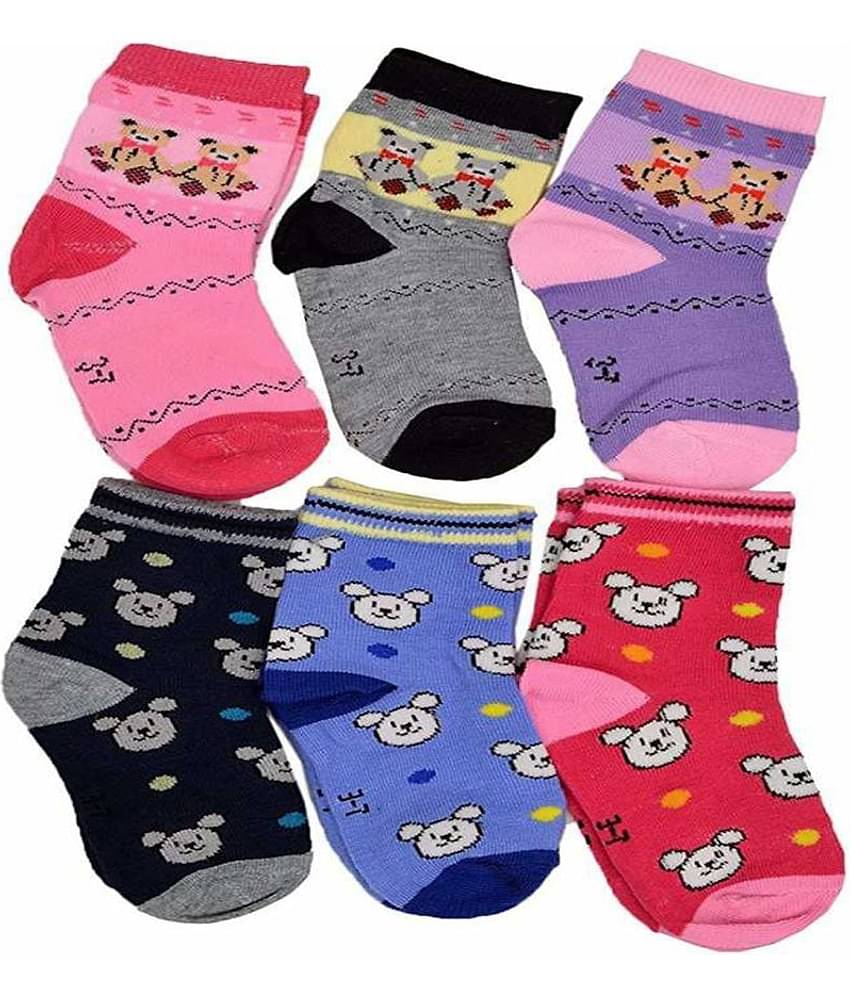 HF LUMEN Baby Boy/Girl Cotton Sock Pack of 12 Pairs (Random Colors & Design Will be sent)