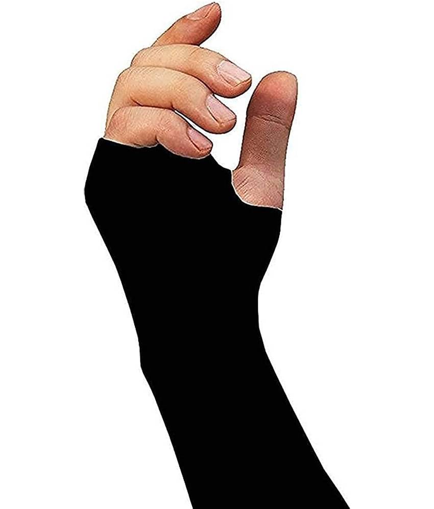 HF LUMEN Unisex Cotton Arm Sleeves, Skin & Black Fully Stretched Skinny Fit Arm Guards for Sports/Bikers/Joggers with Thumb Hole (Pack Of 2 Pair)
