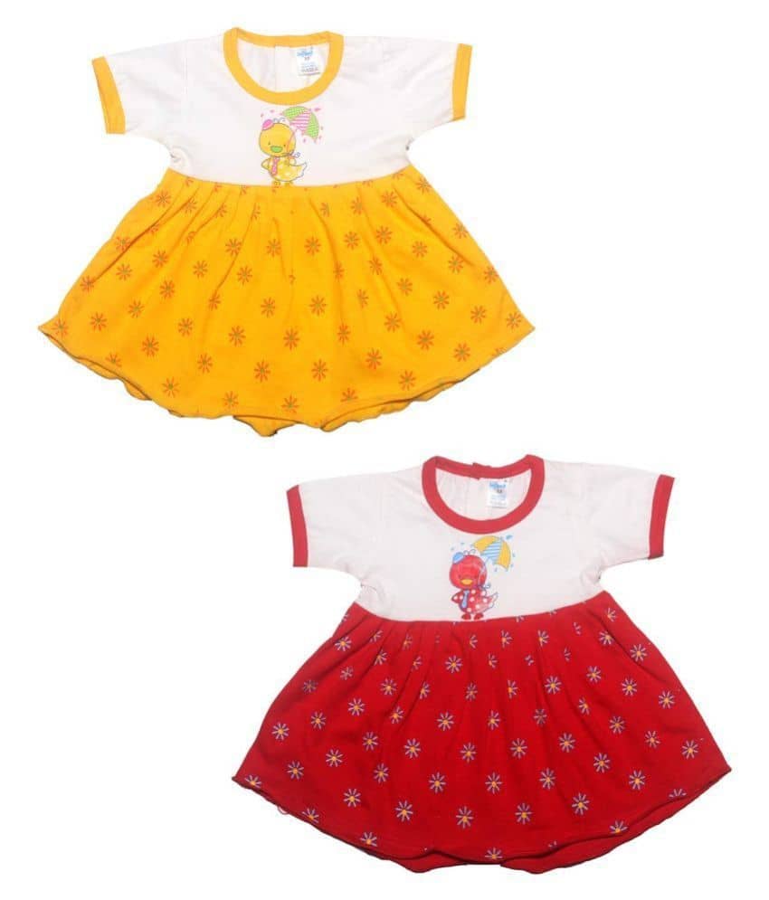 INFANT Pack of 2 Baby Girls 100% Cotton Frocks ( Multi )