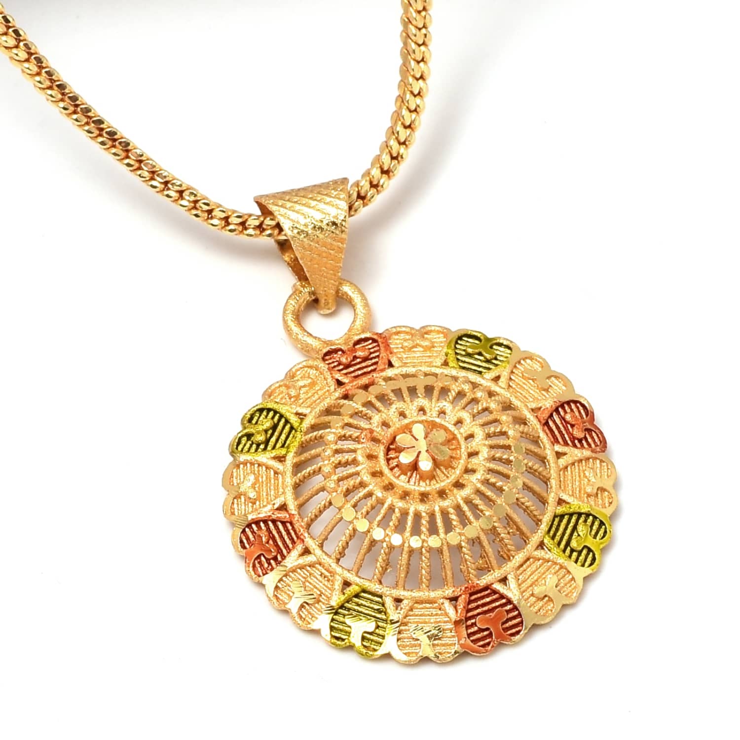 Jewar Mandi Pendant Meena Work Round (Gol) SurajMukhi Locket Chain Gold Plated Rich Look Long Size Latest Designer Daily Use Jewelry for Men Women, Boys Girls, Unisex - Jewellery Sets | Buy online on ZillyBuy