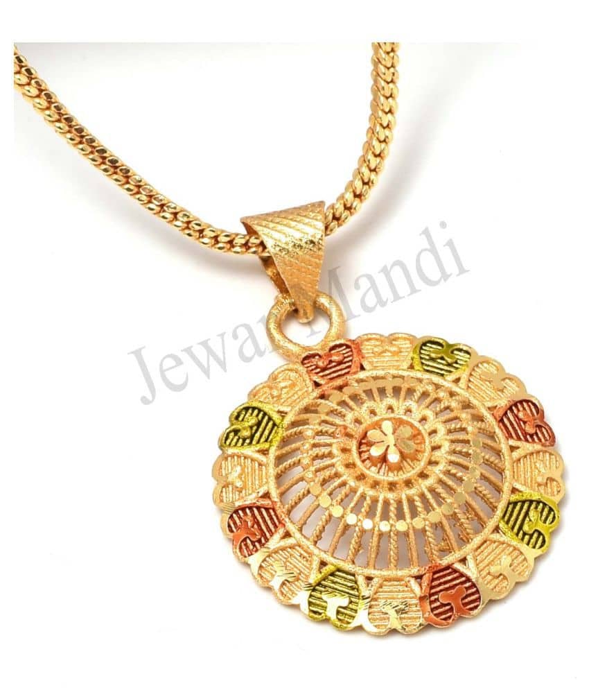 Jewar Mandi Pendant Meena Work Round (Gol) SurajMukhi Locket Chain Gold Plated Rich Look Long Size Latest Designer Daily Use Jewelry for Men Women, Boys Girls, Unisex - Jewellery Sets | Buy online on ZillyBuy