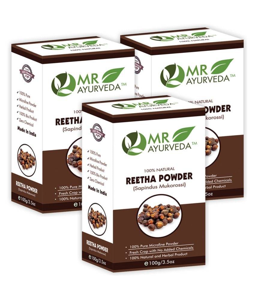 MR Ayurveda Reetha Powder for Soft & Shiny Looking Hair Hair Scalp Treatment 300 g Pack of 3 MR Ayurveda Reetha Powder for Soft & Shiny Looking Hair Hair Scalp Treatment 300 g Pack of 3
