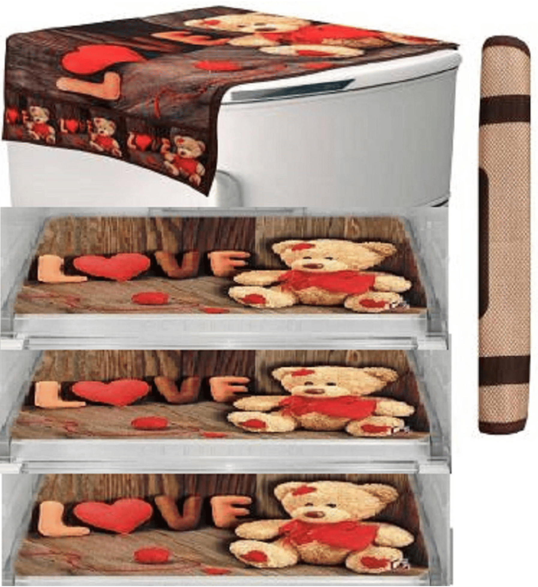     			Shaphio Set of 5 Jute Brown Fridge Top Cover
