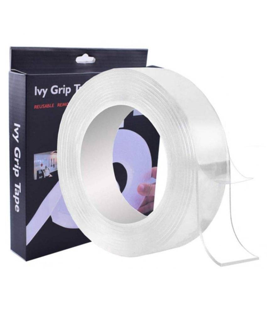     			AapkieKart  Double Sided Transparent Gel Ivy Grip Tape Reusable Traceless Powerful Carpet Tape - 1 Meter 1 Roll