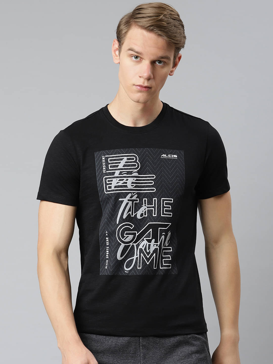 Alcis - Black Cotton Blend Regular Fit Men's Sports T-Shirt ( Pack of 1 ) Alcis - Black Cotton Blend Regular Fit Men's Sports T-Shirt ( Pack of 1 )