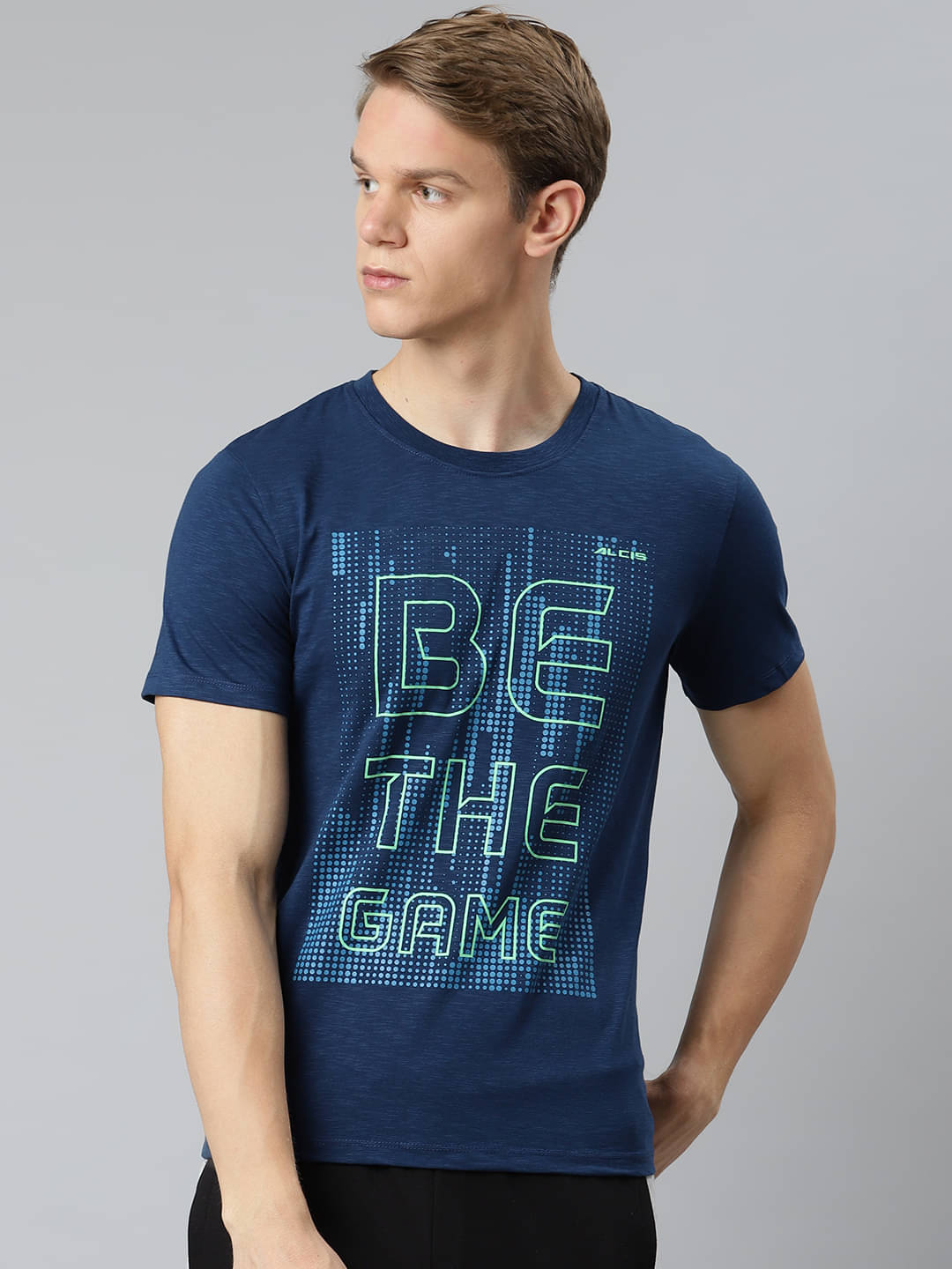     			Alcis - Navy Cotton Blend Regular Fit Men's Sports T-Shirt ( Pack of 1 )