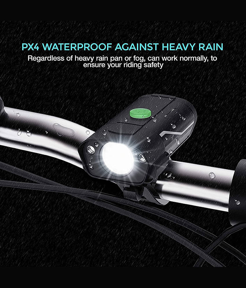 Dark Horse® Bicycle 5 Mode CREE L2 LED USB Rechargeable Front Light with Warning Side Light, Black