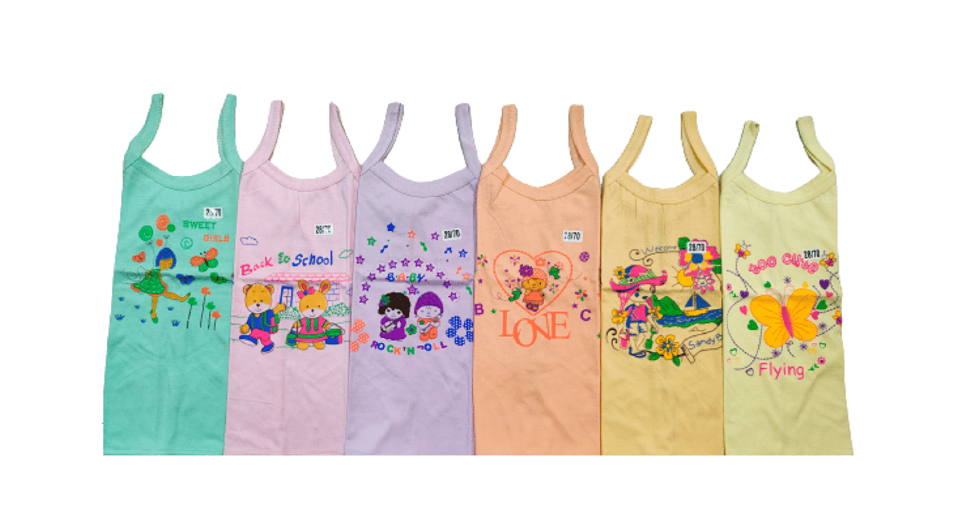     			DAYAKU Pack of 6 Baby Girls Cotton Blend Camisoles ( Multi Color )