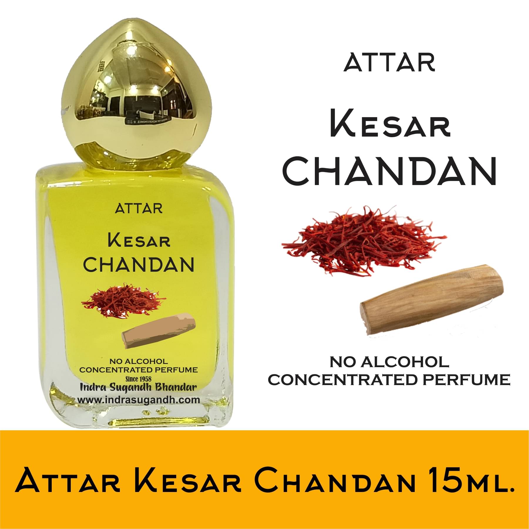 INDRA SUGANDH BHANDAR Attar Kesar Chandan With Saffron and Sandal Combination 15ml Roll On Cubic Pack INDRA SUGANDH BHANDAR Attar Kesar Chandan With Saffron and Sandal Combination 15ml Roll On Cubic Pack