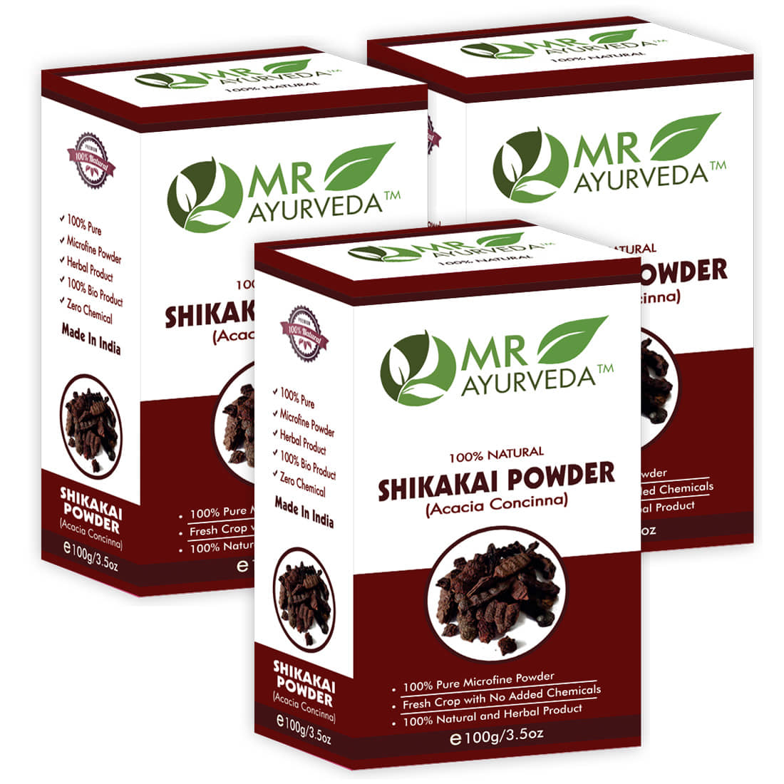 MR Ayurveda Premium Quality Shikakai Powder Hair Scalp Treatment 300 g Pack of 3