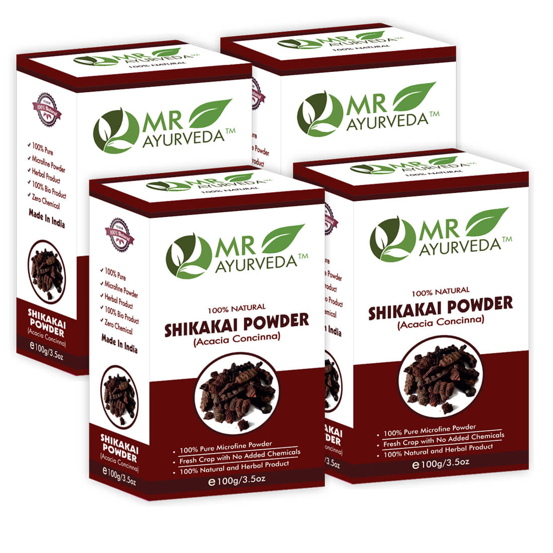 MR Ayurveda Shikakai Powder for Soft, Shiny & Beautiful Hair Scalp Treatment 400 g Pack of 4