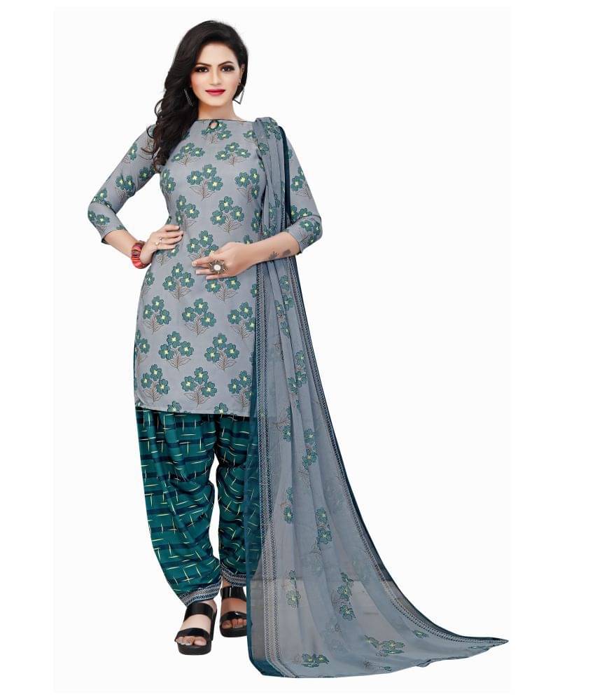     			Anand Grey Crepe Unstitched Dress Material