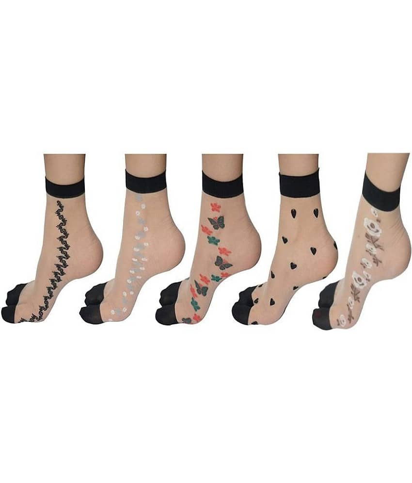 HF LUMEN transparent/net nylon side flower ankle length socks with thumb (Pack of 5) - Socks | Buy online on ZillyBuy