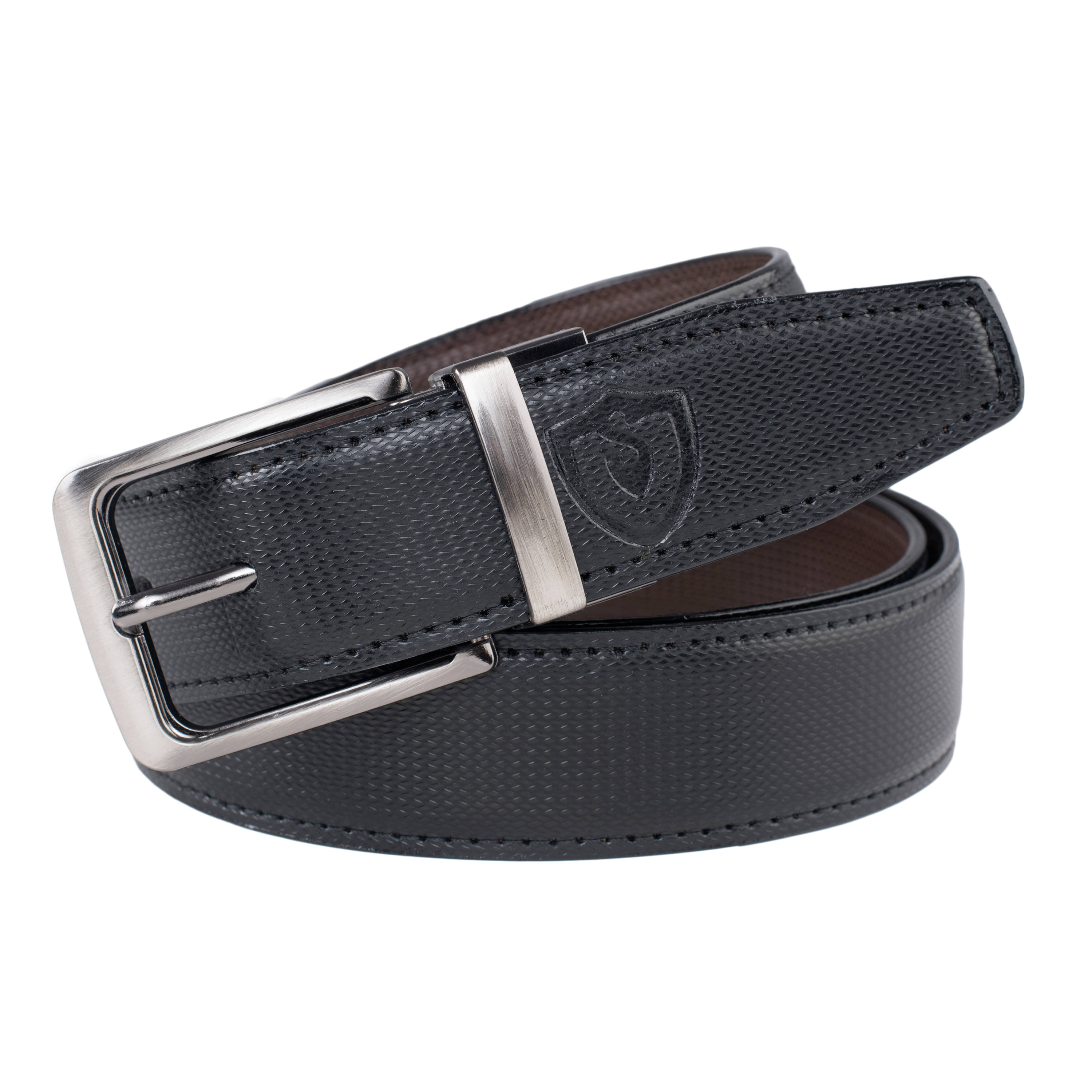     			Keviv Black Leather Formal Belt