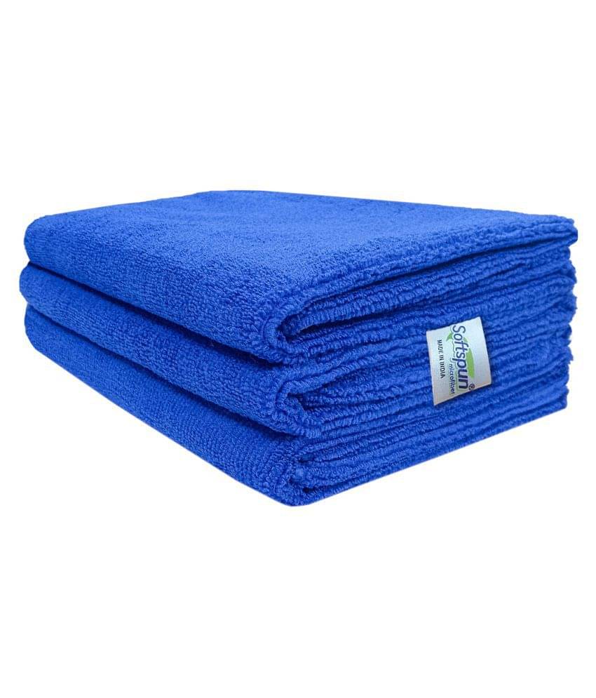 SOFTSPUN Microfiber Cloth - 3 pcs - 40x60 cms - 340 GSM Blue - Thick Lint & Streak-Free Multipurpose Cloths - Automotive Microfibre Towels for Car Bike Cleaning Polishing Washing & Detailing SOFTSPUN Microfiber Cloth - 3 pcs - 40x60 cms - 340 GSM Blue - Thick Lint & Streak-Free Multipurpose Cloths - Automotive Microfibre Towels for Car Bike Cleaning Polishing Washing & Detailing