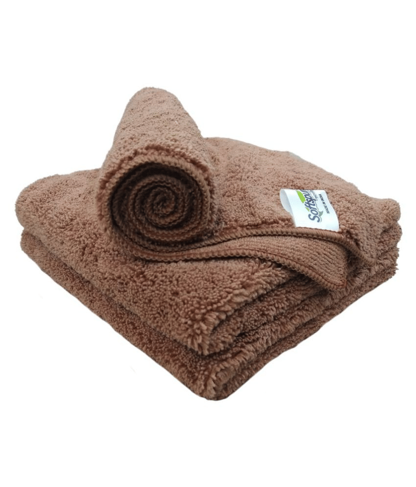     			SOFTSPUN Microfiber High Loop Cleaning Cloths, 40x60 cms 3 pcs Towel Set 380 GSM (Brown ) Highly Absorbent, Lint and Streak Free, Multi-Purpose Wash Cloth for Kitchen, Window, Silverware.