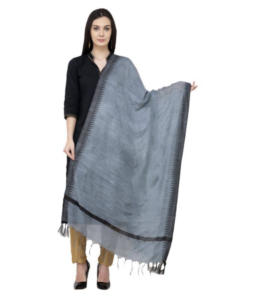 A R Silk Grey Cotton Hand Painted Dupatta - Dupattas & Shawls | Buy online on ZillyBuy