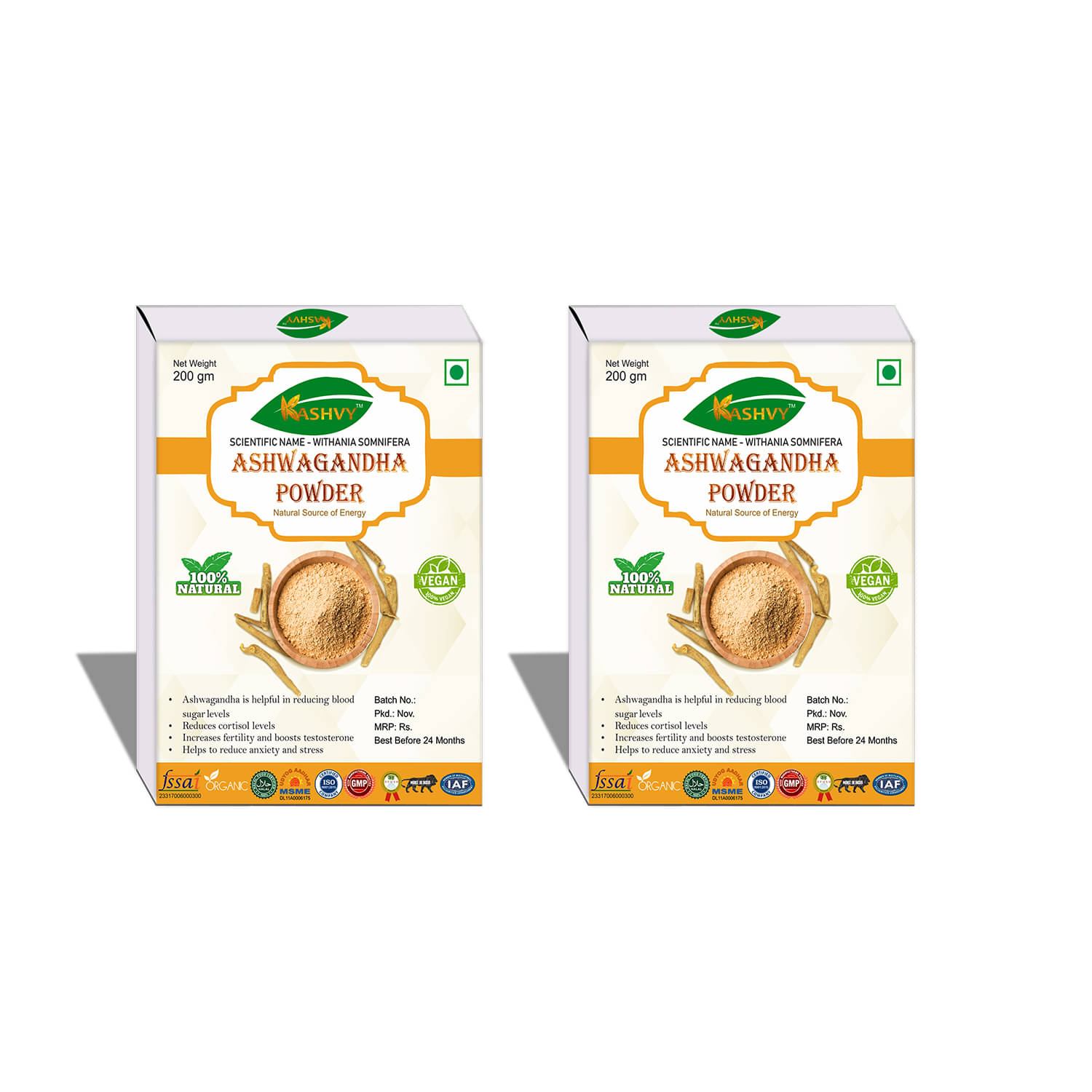Kashvy Ashwagandha Energy Powder 400 gm Unflavoured Pack of 2     			Kashvy Ashwagandha Energy Powder 400 gm Unflavoured Pack of 2