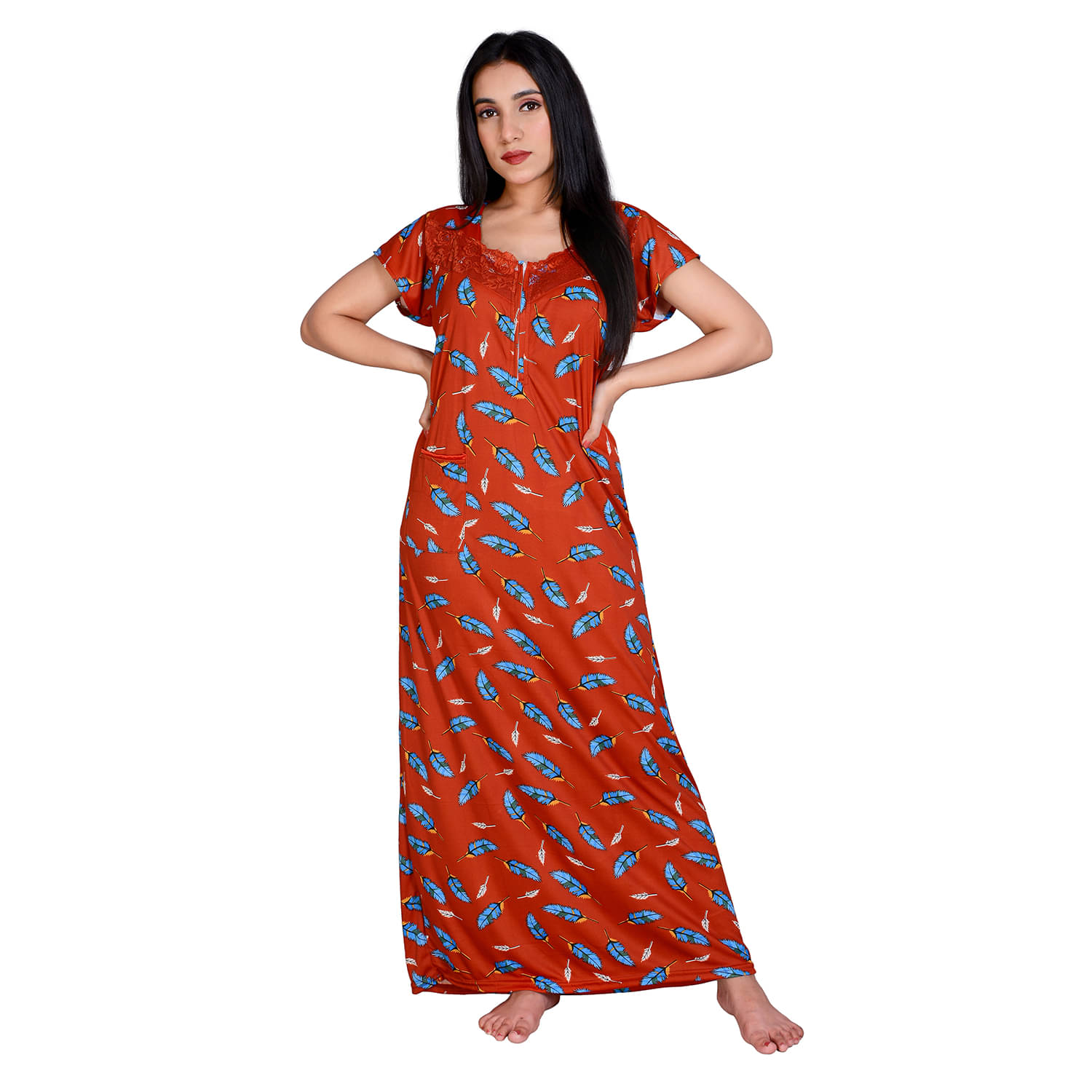     			Apratim Satin Nighty & Night Gowns - Red
